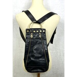 Marino Orlandi Leather Sling Tote Backpack Purse Black